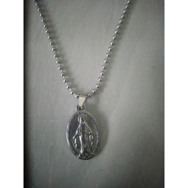 LIONTIN TITANIUM SILVER MEDALI WASIAT BUNDA MARIA