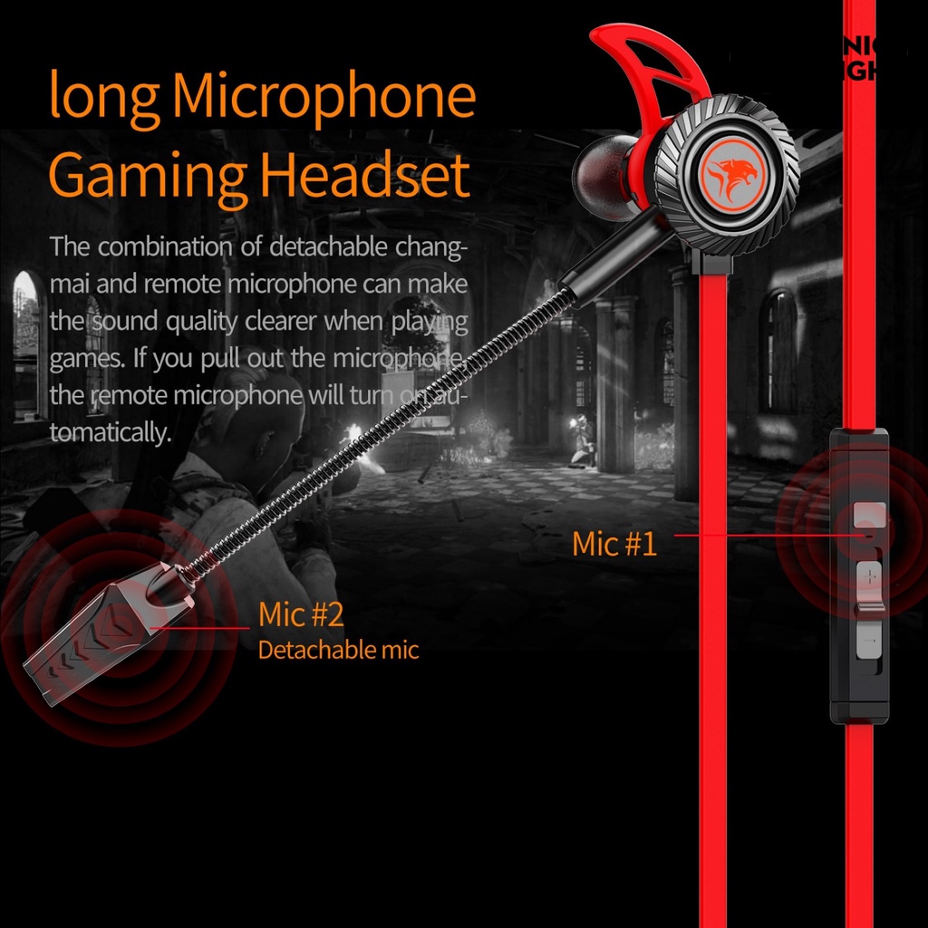 (VNEP) (Berkabel) RX1 Earphone High Fidelity Sensitif Dual MIC 3.5mm Gaming HiFi In-ear Earbud untuk Panggilan