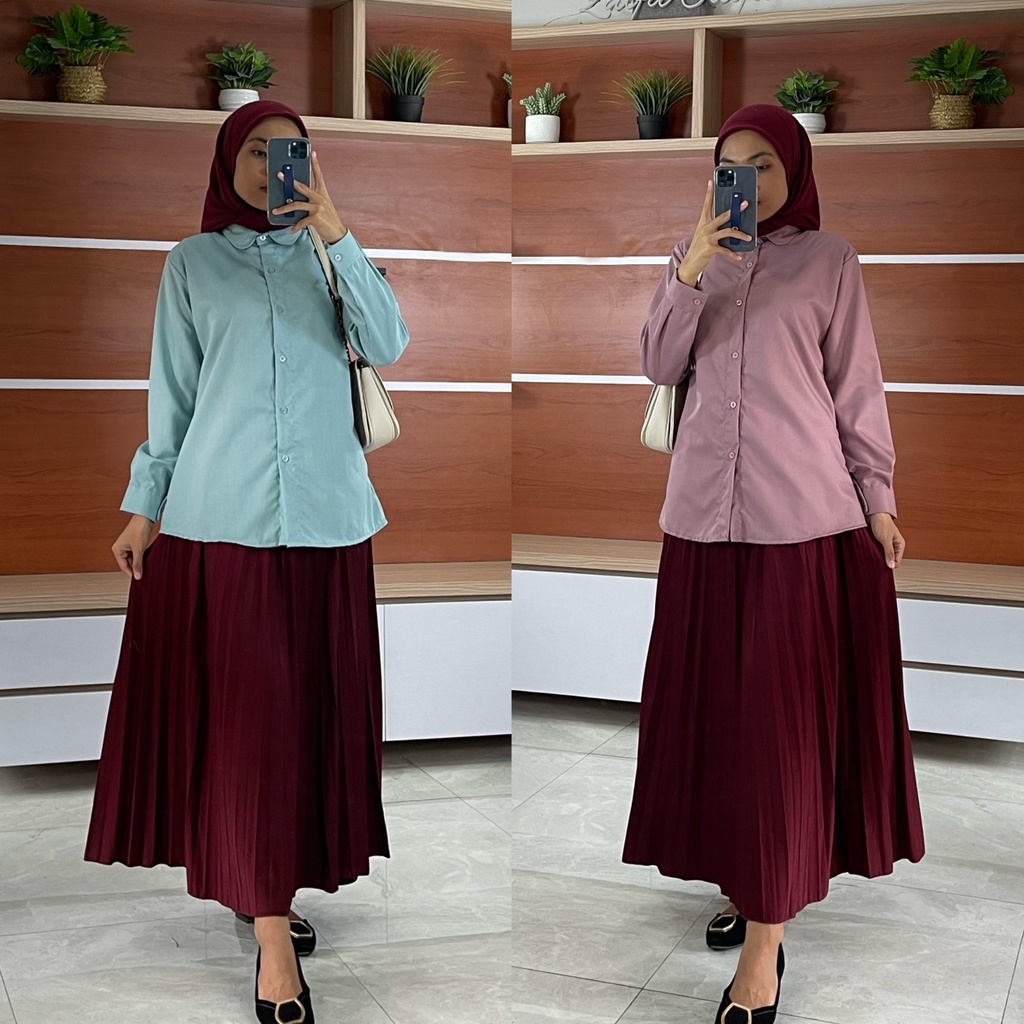 BASIC KEMEJA Toyobo by ZALFA OUTFIT / kemeja polos / kemeja katun / kemeja wanita murah