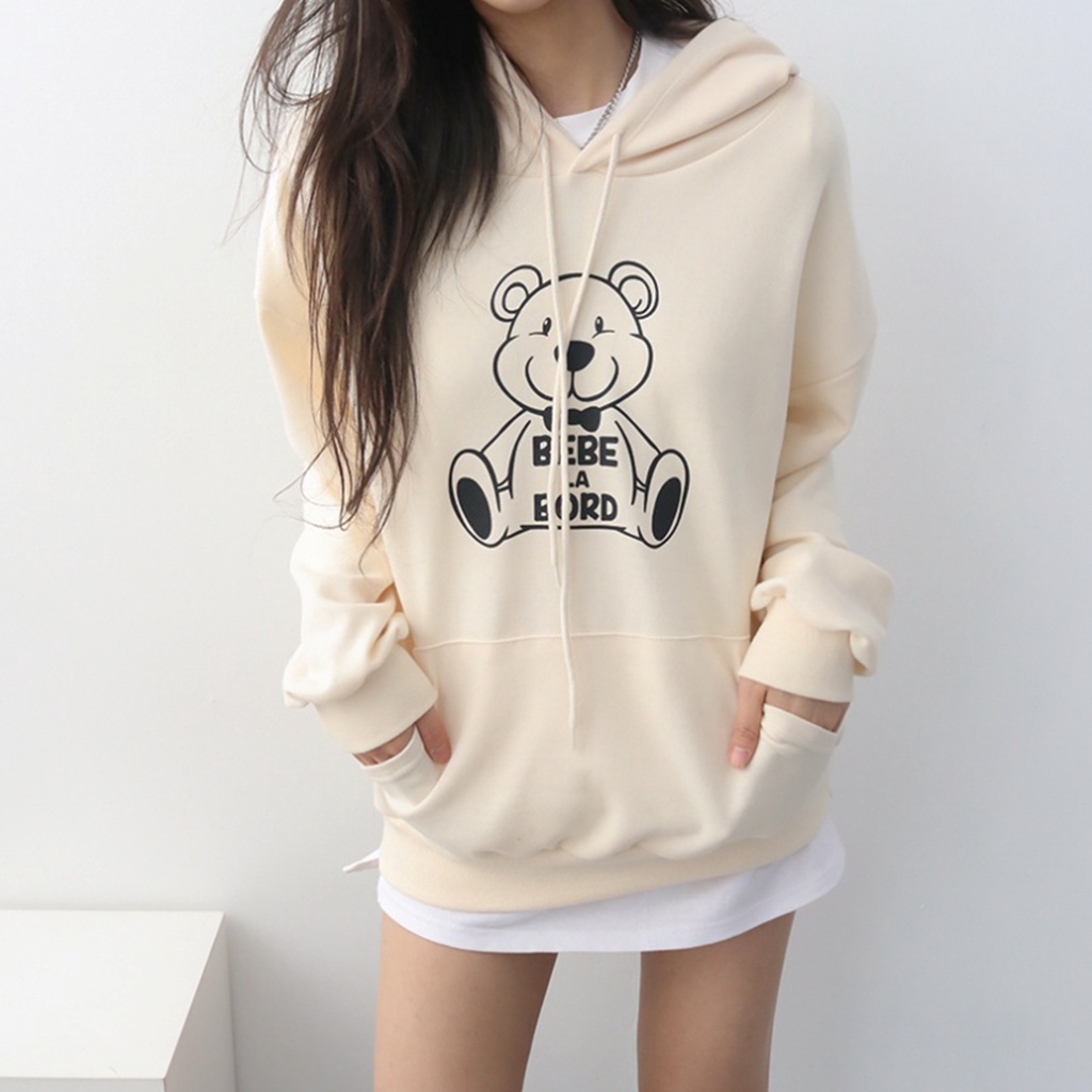 Hoodie Bebe La Bord Korean Style Oversize Bahan Fleece Lembut L - XL - XXL Big Size