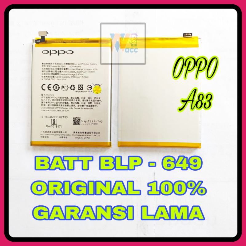 Batre Baterai Battery Oppo A83 BLP649 BLP-649 Batre OPPO A83 Batre Original 100%