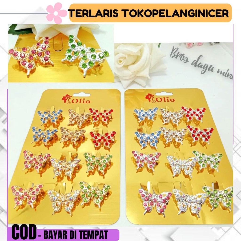 Tokopelanginicer Peniti Bros Dagu Hijab Bross Jilbab Seri Mini Kecil Aksesoris Fashion Muslim Wanita-Bros Kupu Mini