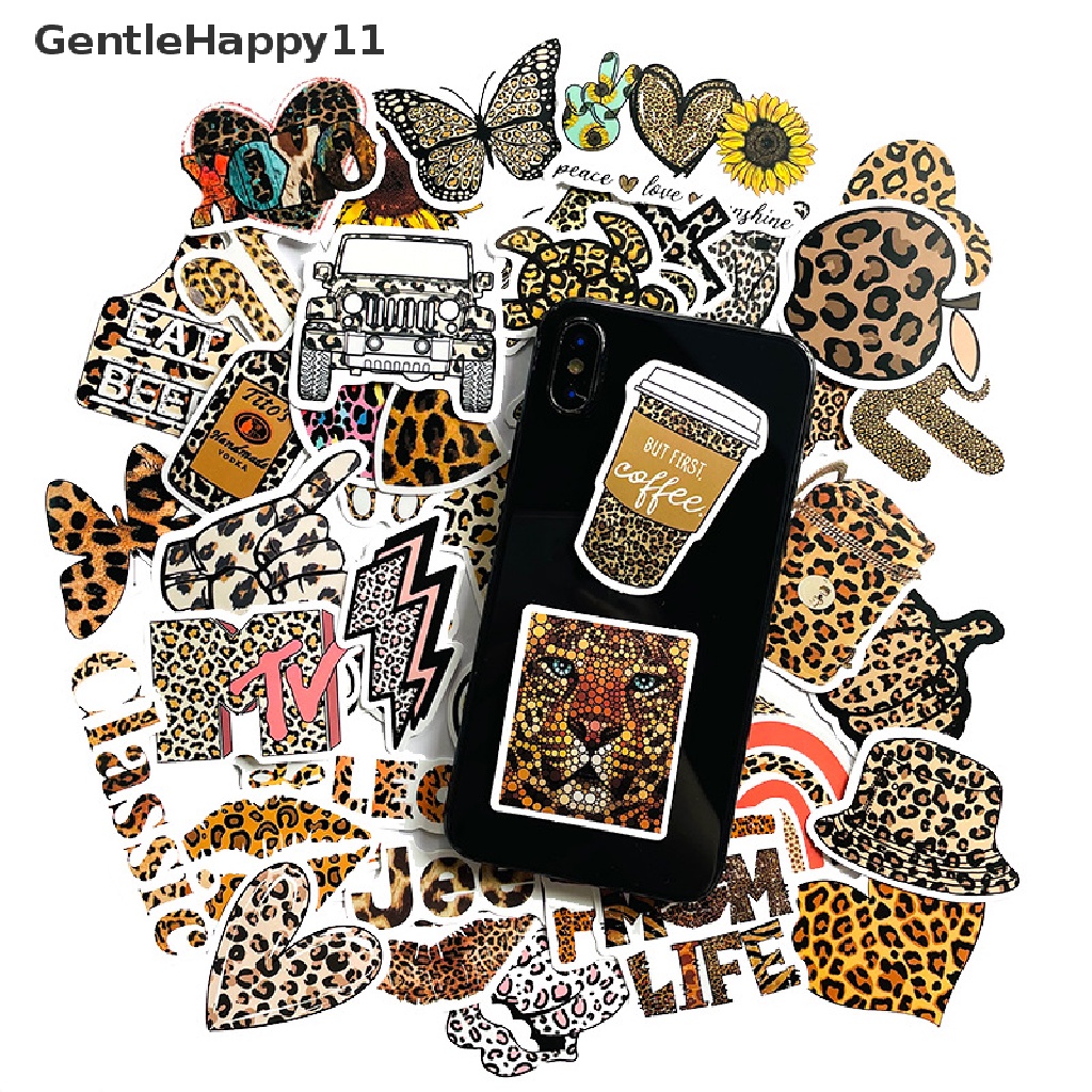 Gentlehappy 50Pcs Stiker Leopard Fashion Untuk Skuter Sepeda Ponsel Notebook Tas Travel id