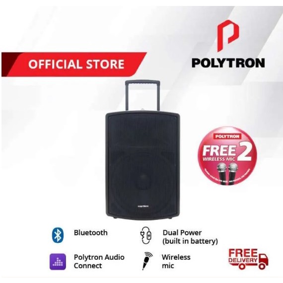 Speaker POLYTRON / POLYTRON Professional Speaker Portable Bluetooth Karaoke 12 Inch PAS PRO12F3 ( PEKANBARU ONLY )