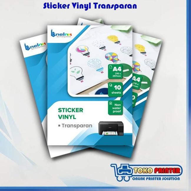 

げ Sticker Vinyl Inkjet A4 Transparan - Tembus pandang - Bening コ