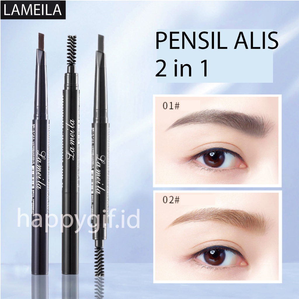 LAMEILA 2 in 1 Eyebrow Pensil Alis Kepala Ganda 4 Warna LA206 903