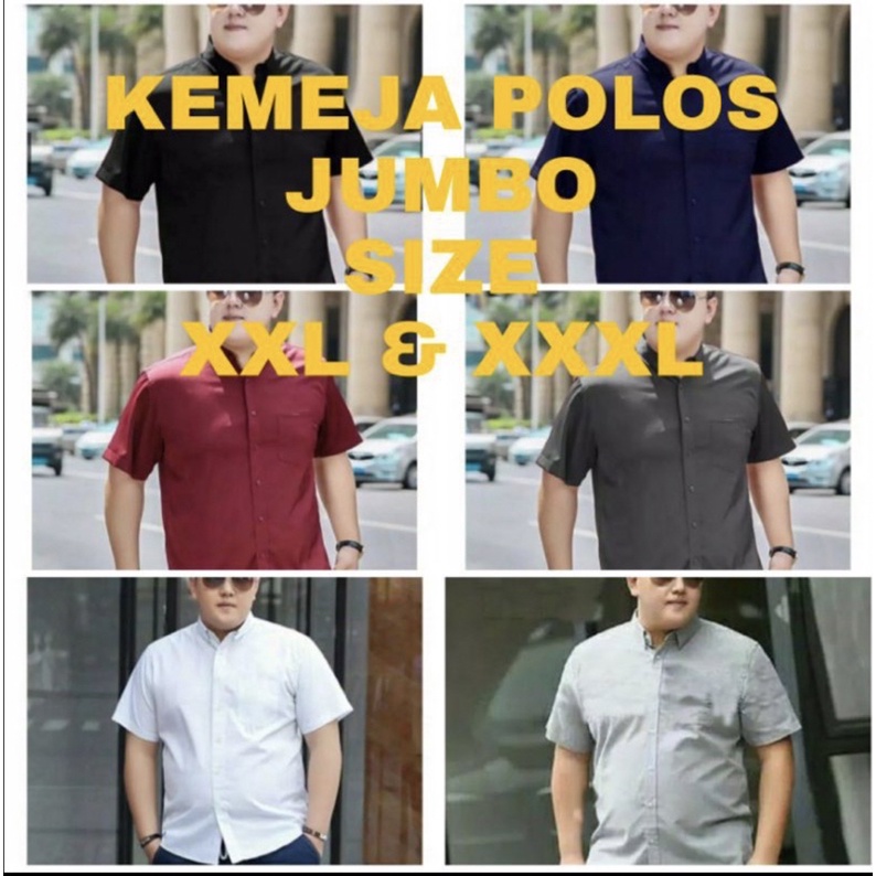 KEMEJA POLOS PRIA JUMBO LENGAN PENDEK PANJANG BIG SIZE