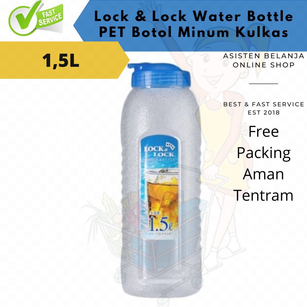LOCK&LOCK LockNLock Water Bottle Botol Minum PET Kulkas Fridge n 1,2 / 1,5 Liter HAP731