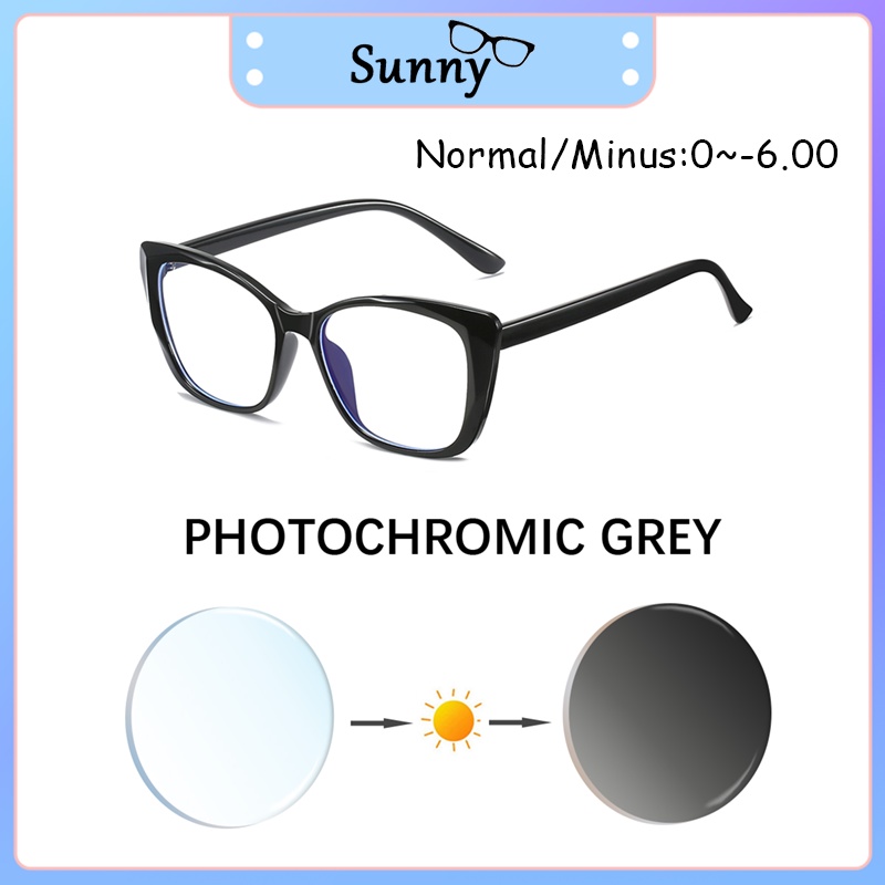 Kacamata Photocromic Minus Korea Baru Terbaru 2022 Kacamata Wanita Fashion Style Cat Eye Frame -1/-1