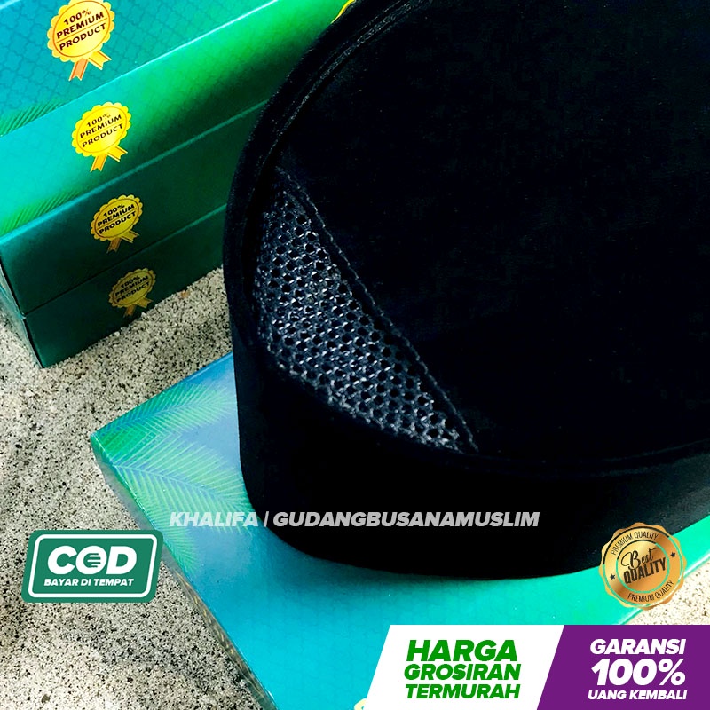 Peci Hitam Pendek AC EXCLUSIVE Tinggi 6, 7, 8 cm Polos AC &amp; Bordir NU Hijau Kuning Kopiah Anak Dewasa Promo Kualitas Ekspor Songkok Grosir Murah Kopyah Haji Fashion Muslim Perlengkapan Sholat