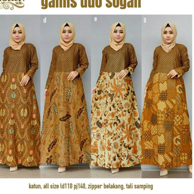 Batik Solo Gamis Duao Sogan All Size Batik Amanah Surakarta