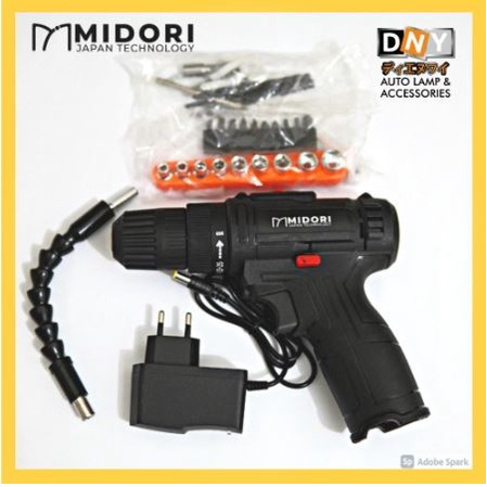 Midori Mesin Bor Baterai Cordless 10mm Dual Speed - Bor Listrik