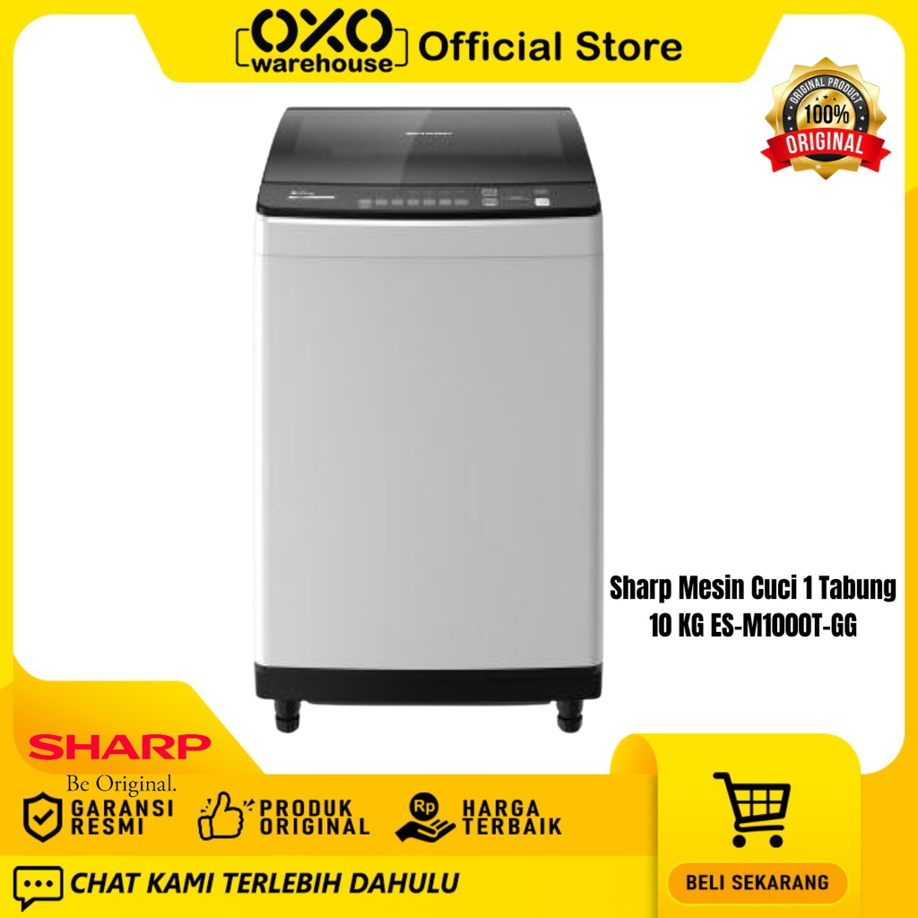 Sharp Mesin Cuci ES-M1000T-GG 1 Tabung 10 Kg Top Loading Garansi Resmi