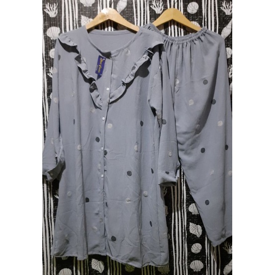 one set tunik jumbo pompom dada ruffle