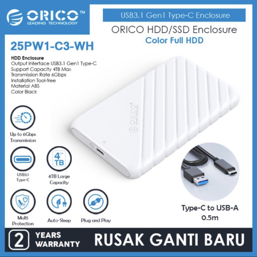 Orico 25PW1 25PW1C3 25PW1C-C3 Case Hardisk 2.5 inch HDD SSD Enclosure USB3.1 2.5&quot; Casing