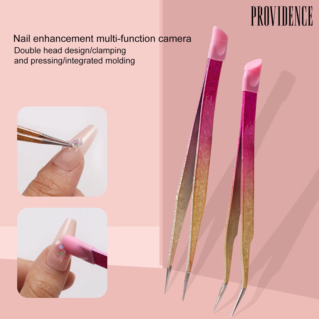 Pinset Kuku Multifungsi Bahan Stainless Steel Anti slip Dengan Kepala Silikon Untuk Manicure