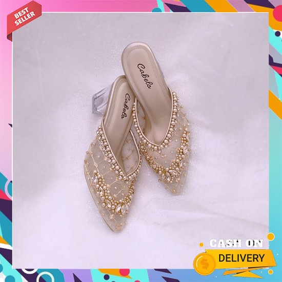 Sendal Heels Wanita Kekinian Terbaru 2022 Kondangan Wisuda Sandal Haih Cabelo Catya - Wedding Shoes 