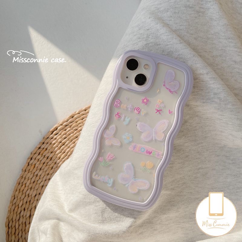 Soft Case Motif Kartun Kupu-Kupu Ungu Untuk iPhone 11 Pro Max 6 6s 7 8 Plus XR 14 12 13 Pro Max 14 Plus X XS Max SE 2020