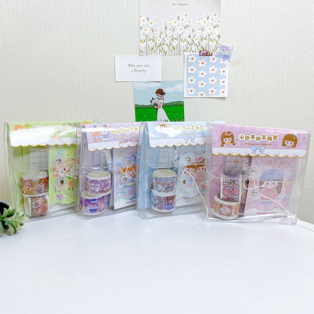 

PAKET WASHI TAPE JBE-SCD PAKET TERBARU STICKER CEWE LENGKAP DENGAN PULPEN CETEK DAN BOX TERMURAH BISA COD