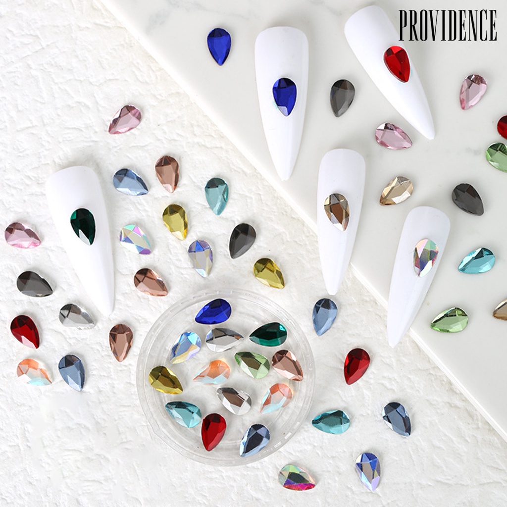 Providence 50Pcs / Set Kuku Palsu Aksen Berlian Imitasi Untuk Nail Art / Manicure DIY