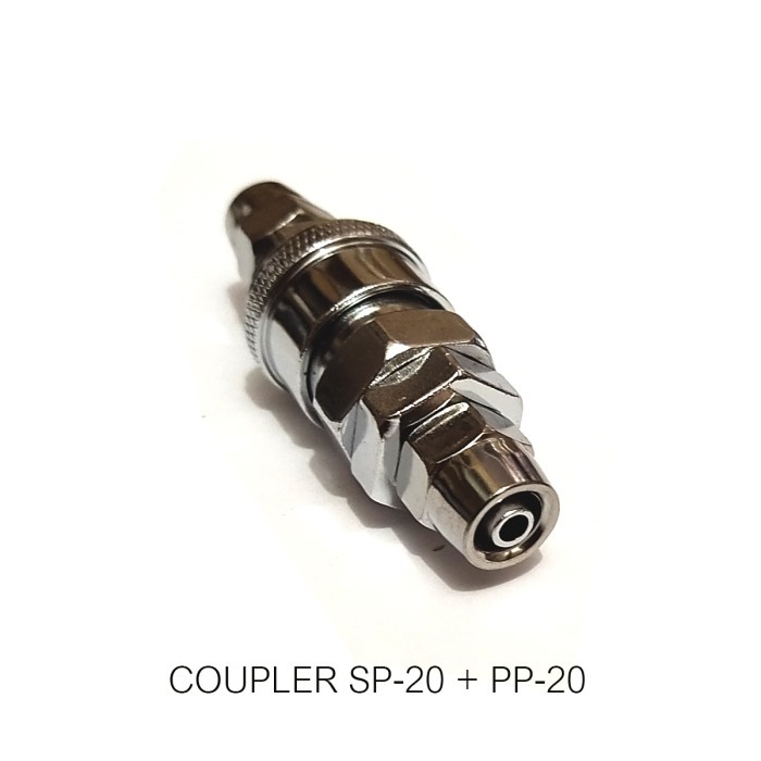 1 Set Quick Coupler SP PP20 Sambungan Selang Kompresor Recoil Kopler - Silver