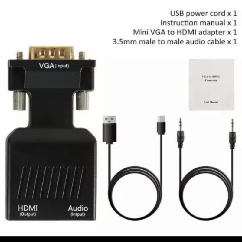 Converter Vga to Hdmi/Converter Vga Hdmi box coklat/Vga Hdmi /Vga Hdmi Dongle With Audio