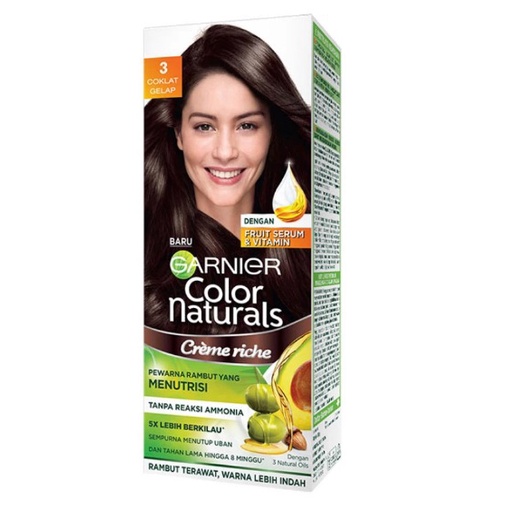 GARNIER HAIR COLOR NATURAL NO 3 COKLAT GELAP  Kotak/Box exp 2025