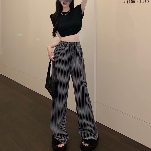 【Blossom】Vertical Stripe Wide Leg Culottes  Pants  2435