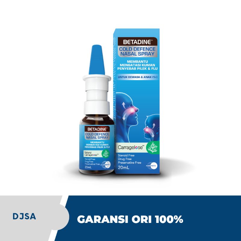 Betadine nasal spray cold defense semprot hidung anti virus & flu 20ml