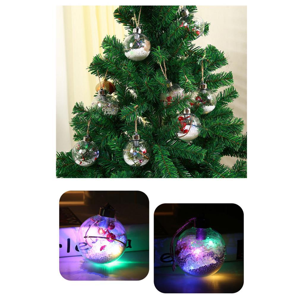 6pcs Ornamen Bola Gantung Dengan Lampu LED Untuk Pohon Natal