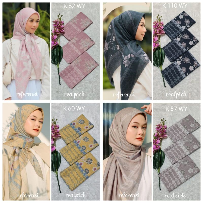 jilbab segi empat  motif voal motif lasercut denay motif voal motif premium (harga grosir partai)