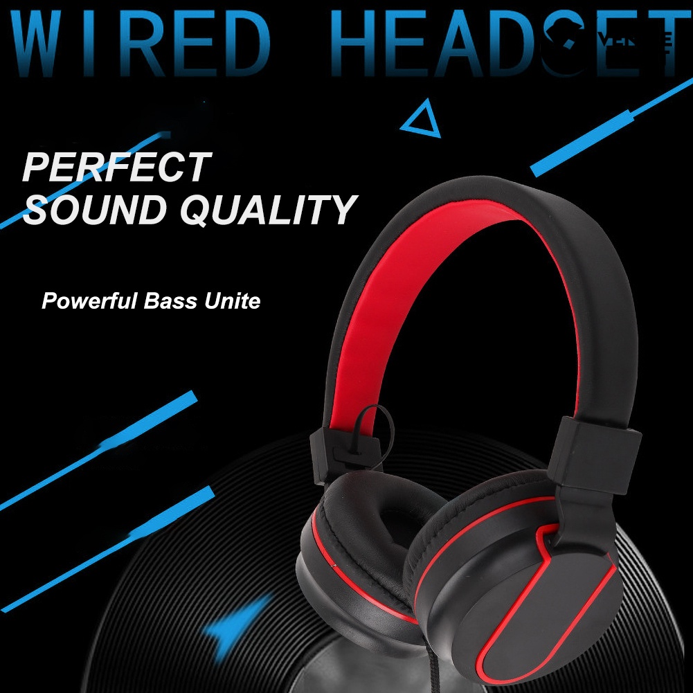 (VNEP) (Berkabel) Headphone Stereo HiFi Portabel Lipat Headset Gaming Bass Berat dengan Mikrofon