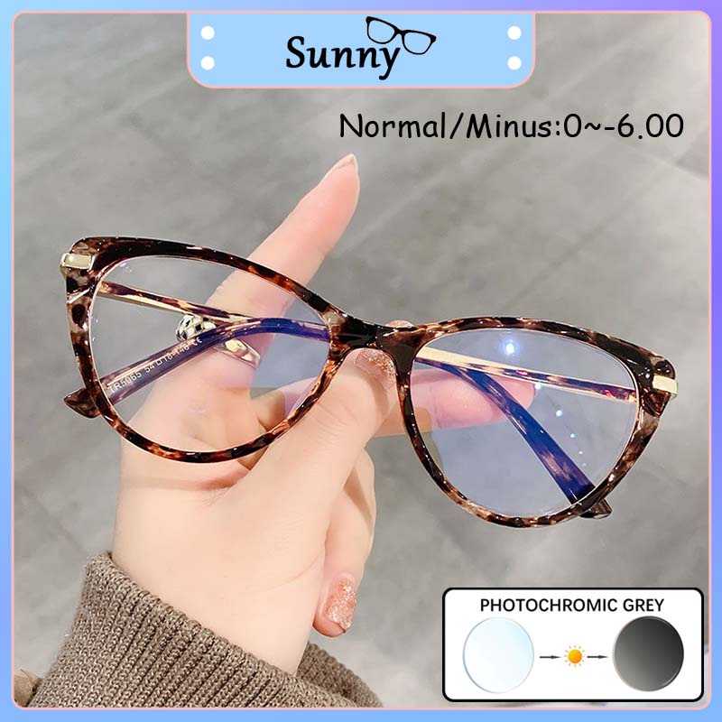 Frame Kacamata Photocromic Minus Wanita Pria Cowok -1/-1.5/-2/-2.5/-3/-3.5/-4/-4.5/-5/-5.5/-6 Baru T