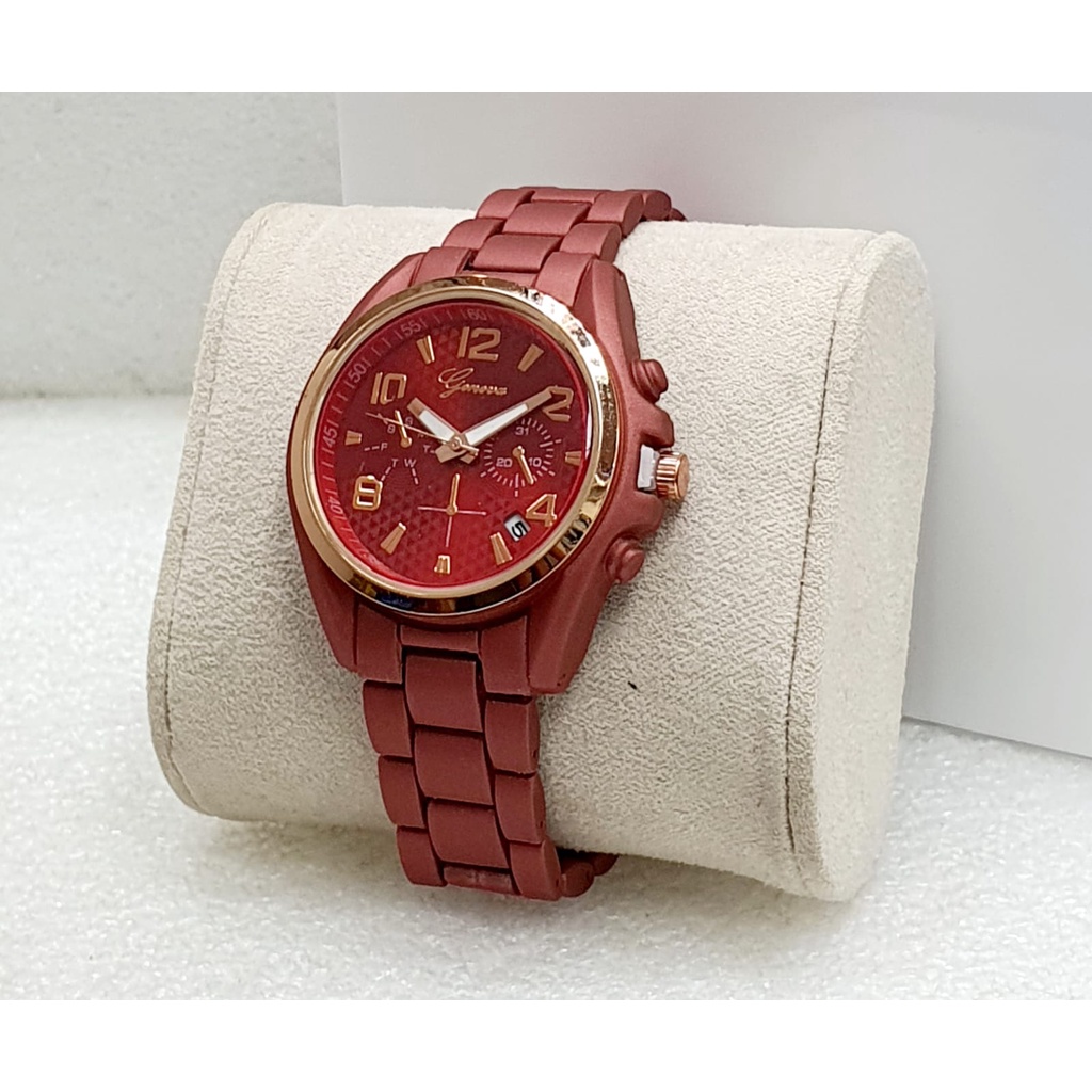 BEST SELLER JAM TANGAN WANITA GANEVA I55 TALI RANTAI CHRONO HIASAN TANGGAL AKTIF DM 4.0CM FREE BOX &amp; BATERAI || JAM TANGAN FASHION WANITA JAM TANGAN CEWEK MURAH