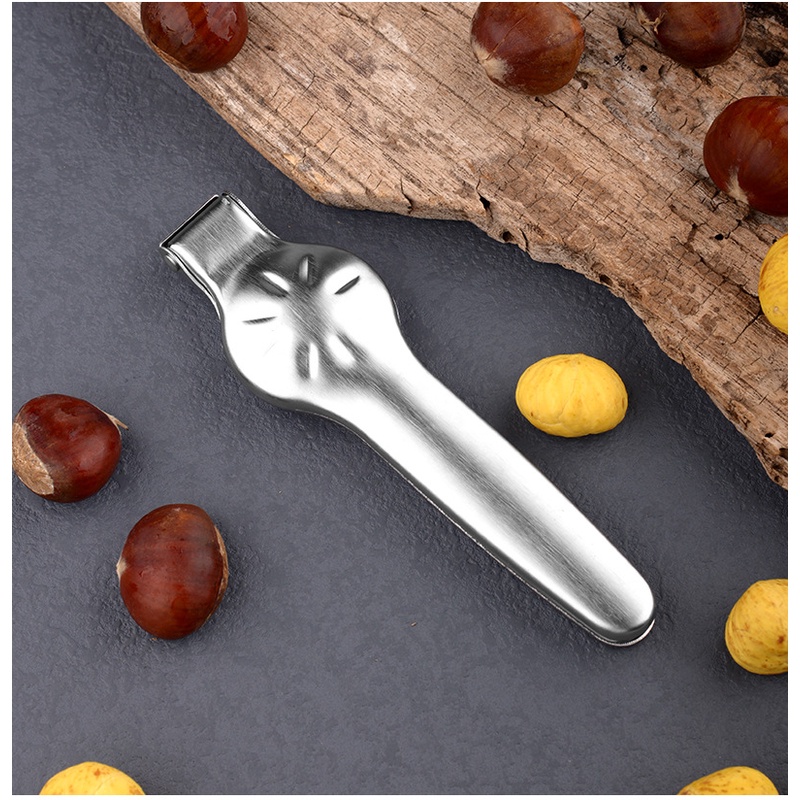 Alat Pembuka Kacang Chestnut Walnut 2 in 1 Bahan Metal Stainless Steel Untuk Dapur