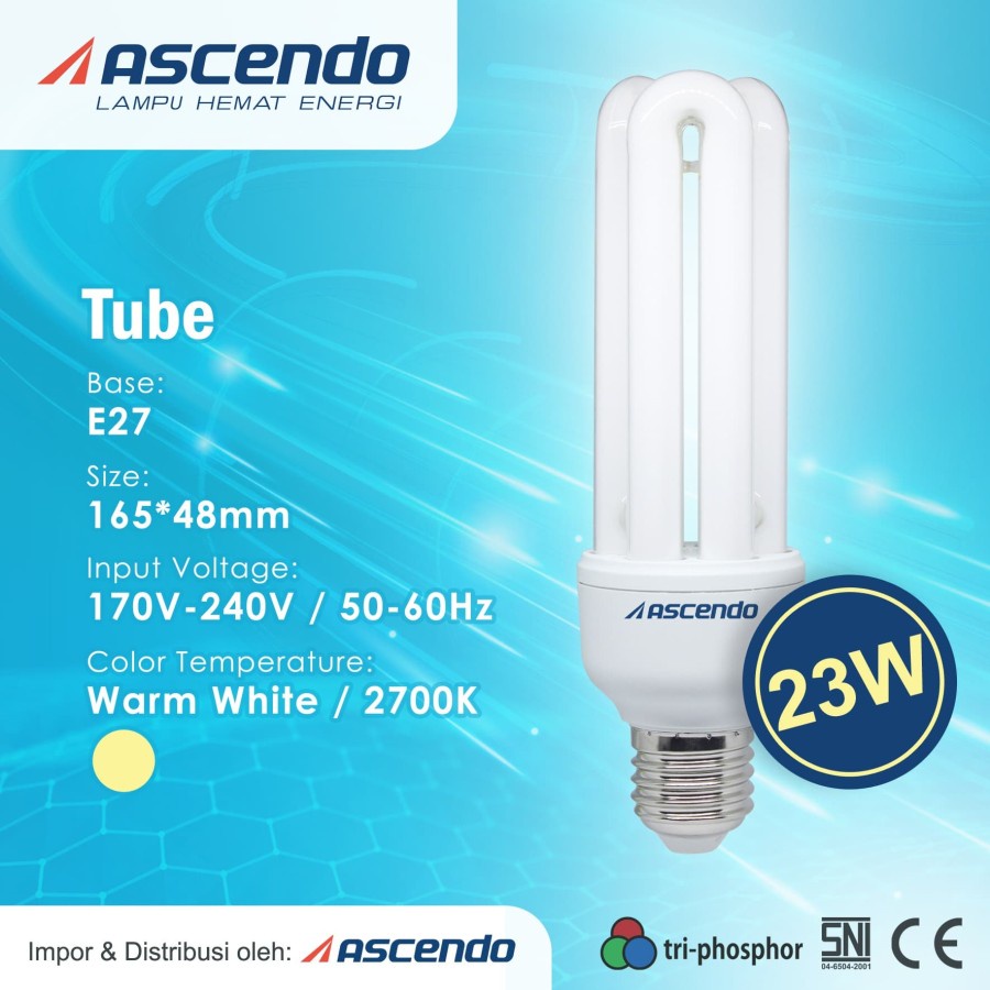Ascendo Lampu CFL Tube 23 Watt 2700K Kuning