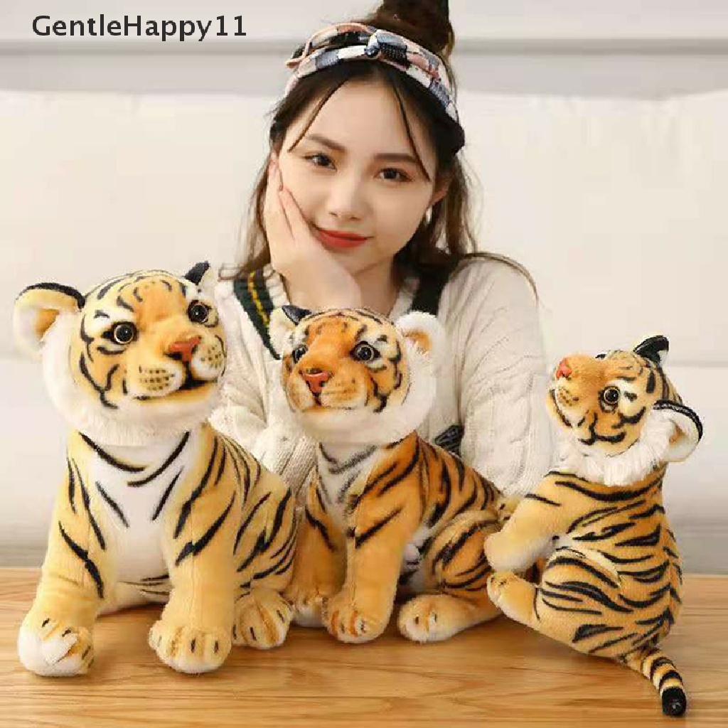 Gentlehappy 23-33 cm Cute lifelike Tiger Stuffed Animals White Tigers Mainan Mewah Real-life Wil id