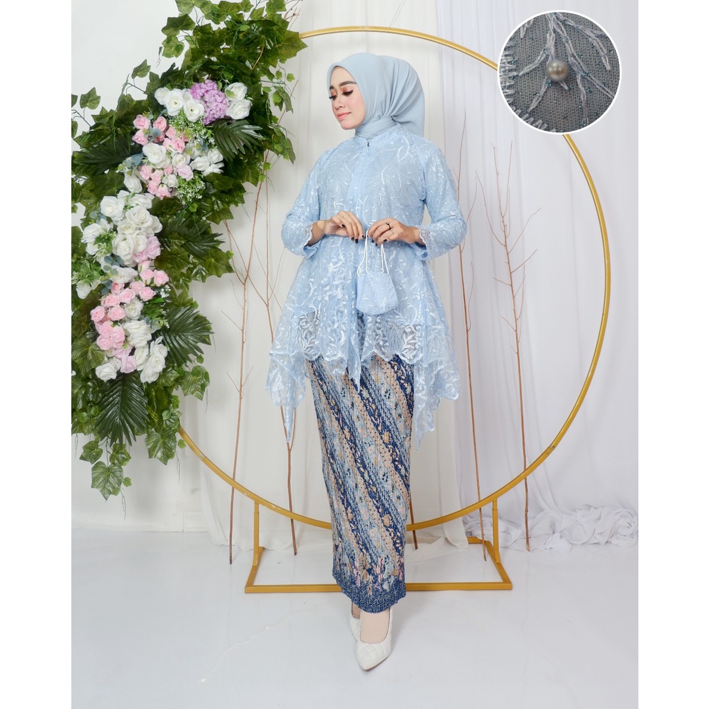 Permata Olshop / Setelan Kebaya Tunik Mauri Busui Modern / Kebaya Modern / Kebaya Wisuda / Kebaya Kondangan / Kebaya Pesta / Kebaya Tunik Brukat Tulle Modern / Kebaya Busui