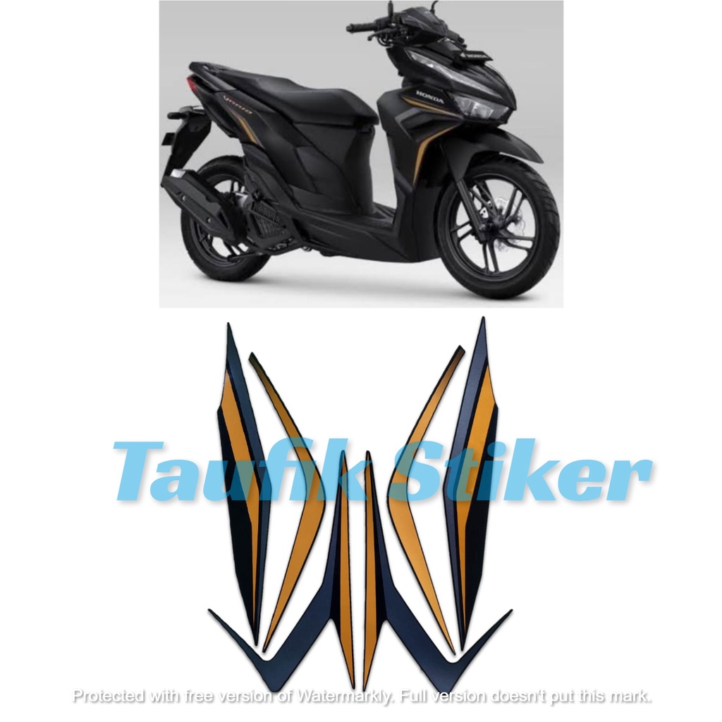 STRIPING LIS BODY MOTOR HONDA VARIO 125 FI 2022 ISSS HITAM DOFF SEPASANG STANDAR FULL SET