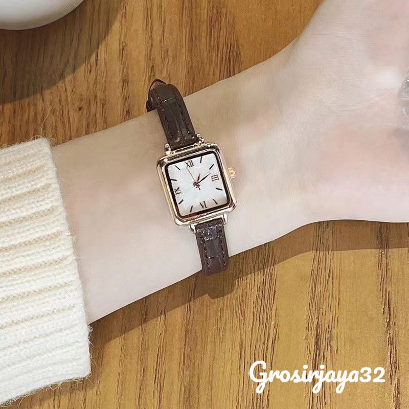 (GROSIRJAYA32) Jam Tangan Wanita Yumna Simple Temperament Square Mini Leisure Sen Female Watches