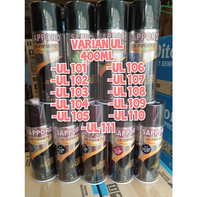 pilok pilox cat semprot sapporo 400ml saporo golden black ul105 ul 103 majestic red ul106 sapphire b