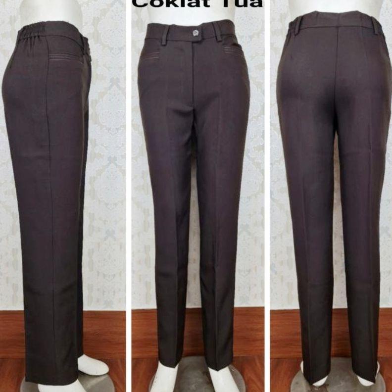 *Termurah* CELANA KERJA PRAMUKA WANITA KANCING || CELANA PEMBINA PRAMUKA || CELANA COKLAT TUA || CEL