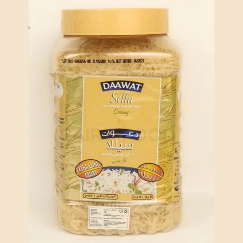 

Beras Daawat creamy / golden sella 1kg Kemasan Toples Beras basmati