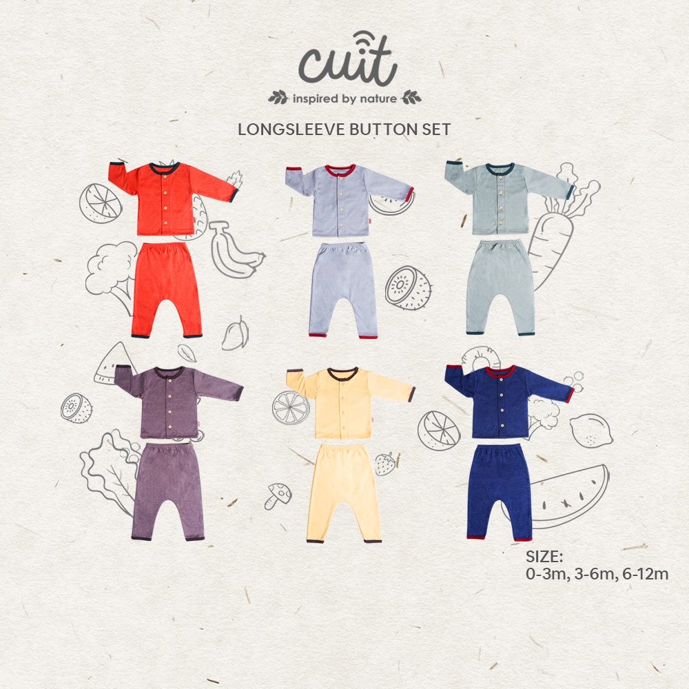 CUIT Baby Newborn - 12 Bulan Mizu Button Set Panjang Kancing Anak Unisex Furutsu Series