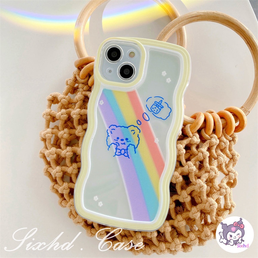 OPPO A78 A57 A77s A76 A96 A55 A16K A15 A16 A74 A54 A53 A33 A32 A31 A9 A5 A5s Reno 8T 8Z 7Z 6Z 5Z 5 A95 A94 A93 A92 A77 A52 F9 Wave Edge Cute Rainbow Cartoon Bear Phone Case Soft Cover