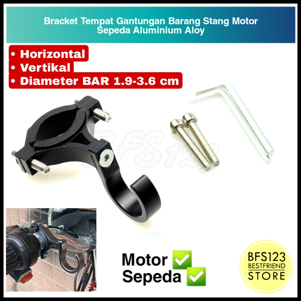 Bracket Tempat Gantungan Barang Stang Motor Sepeda Aluminium Aloy