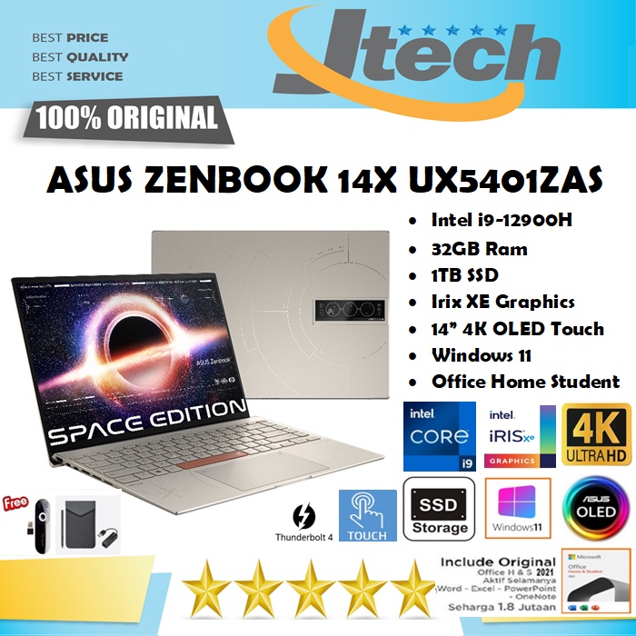 ASUS ZENBOOK 14X OLED SPACE EDITION UX5401ZAS - i9-12900H - 32GB - 1TB SSD - 14&quot;4K OLED - WIN11 - OFFICE HOME STUDENT