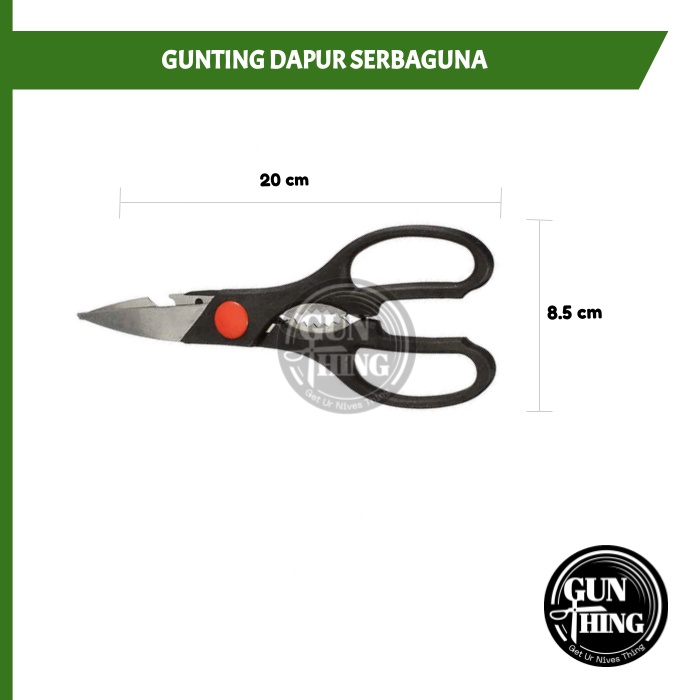 Gunting Dapur Serbaguna - Hitam - Gunting Multifungsi dengan Tempat Guntingi [FREE BOX] Tajam Murah