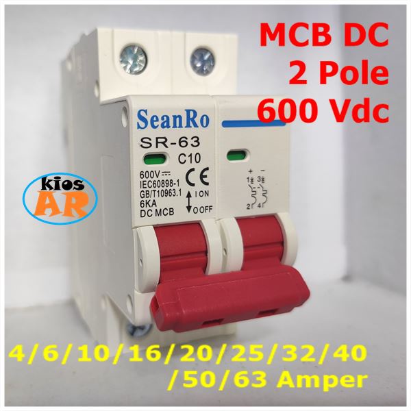Jual Circuit Breaker MCB DC 2P 600V 4/6/10/16/20/25/32/40/50/63A