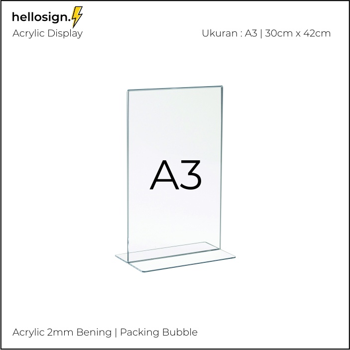 

Akrilik Display A3 Tempat Brosur A3 Acrylic Tent Card Holder Type T